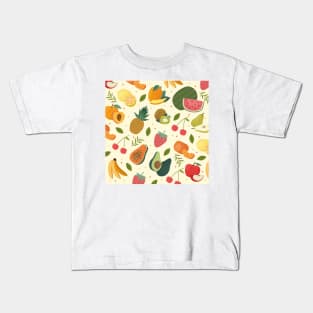 Illustrated Cute Fruits Kids T-Shirt